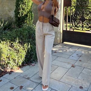 Princess Polly Archer Pants Cream/Taupe tailored for short girls